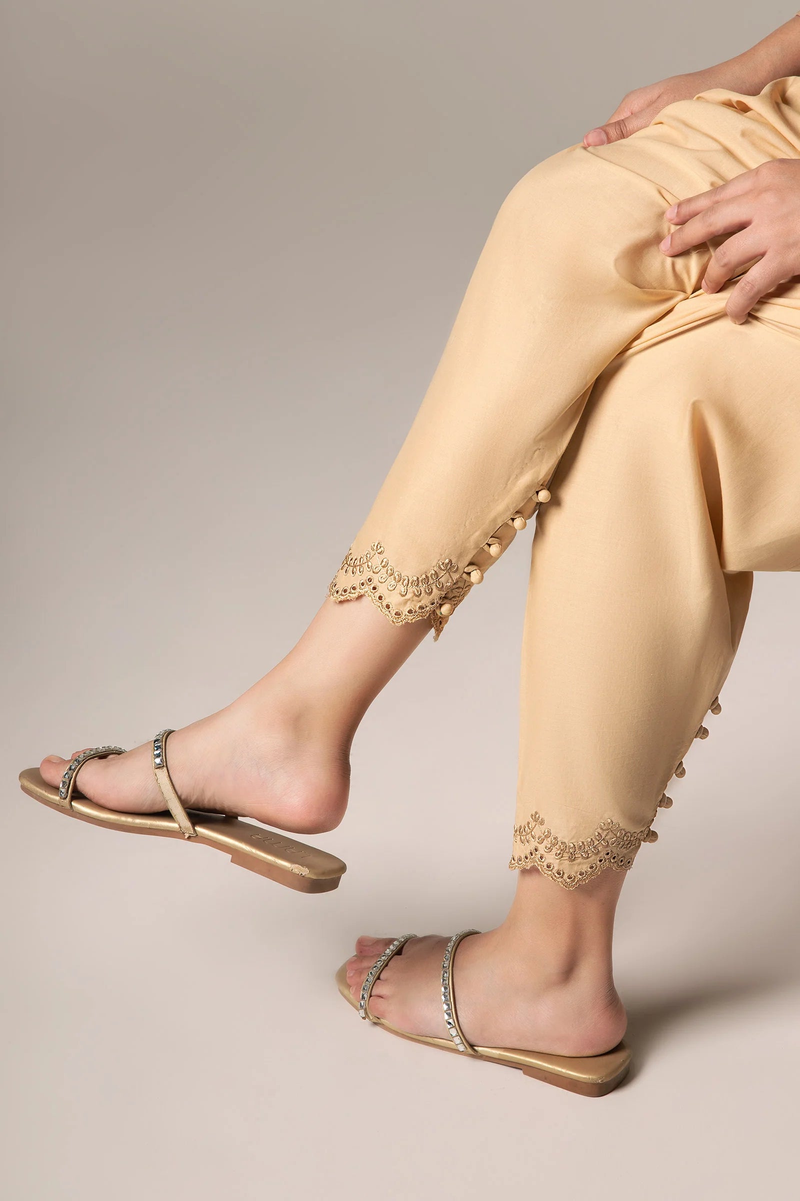 Embroidered Cambric Shalwar - Maria B